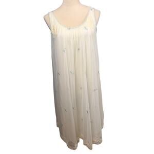 Vintage Shadowline Delicate Blue Floral Layered Lace Applique Romantic Gown Sz M